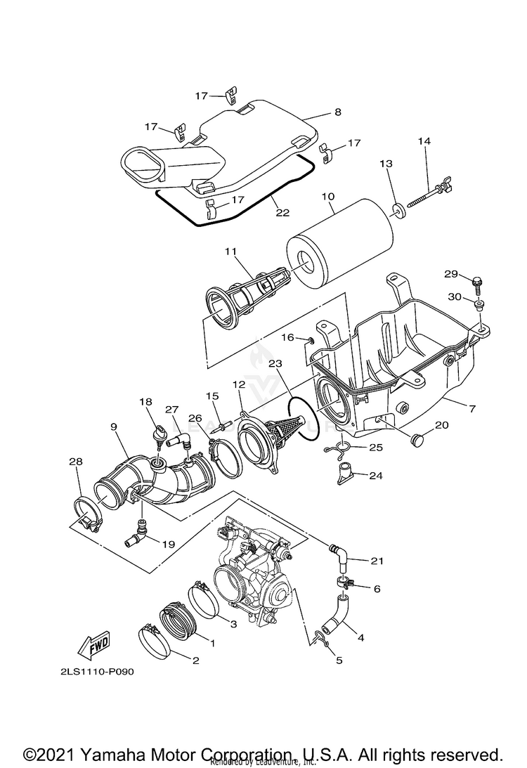 Intake RAPTOR 700R - YFM70RSCML - 2021 Schematic