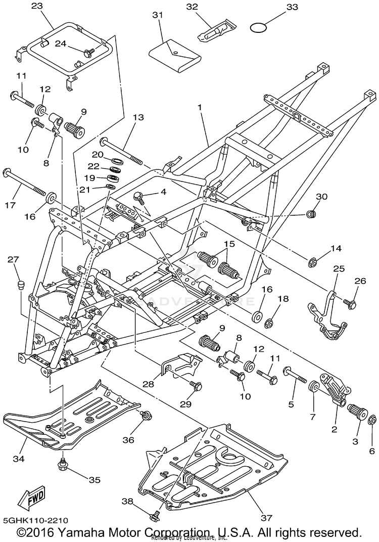 Frame KODIAK 4WD - YFM400FAP - 2002 Schematic