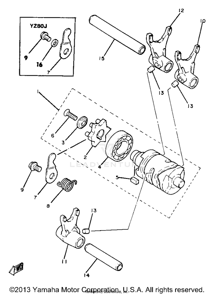 Shift Cam Fork Yz80h J Schematic