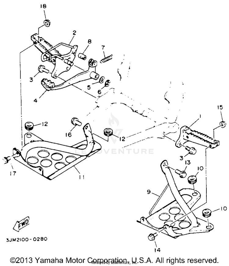 Stand Footrest BLASTER - YFS200E - 1993 Schematic