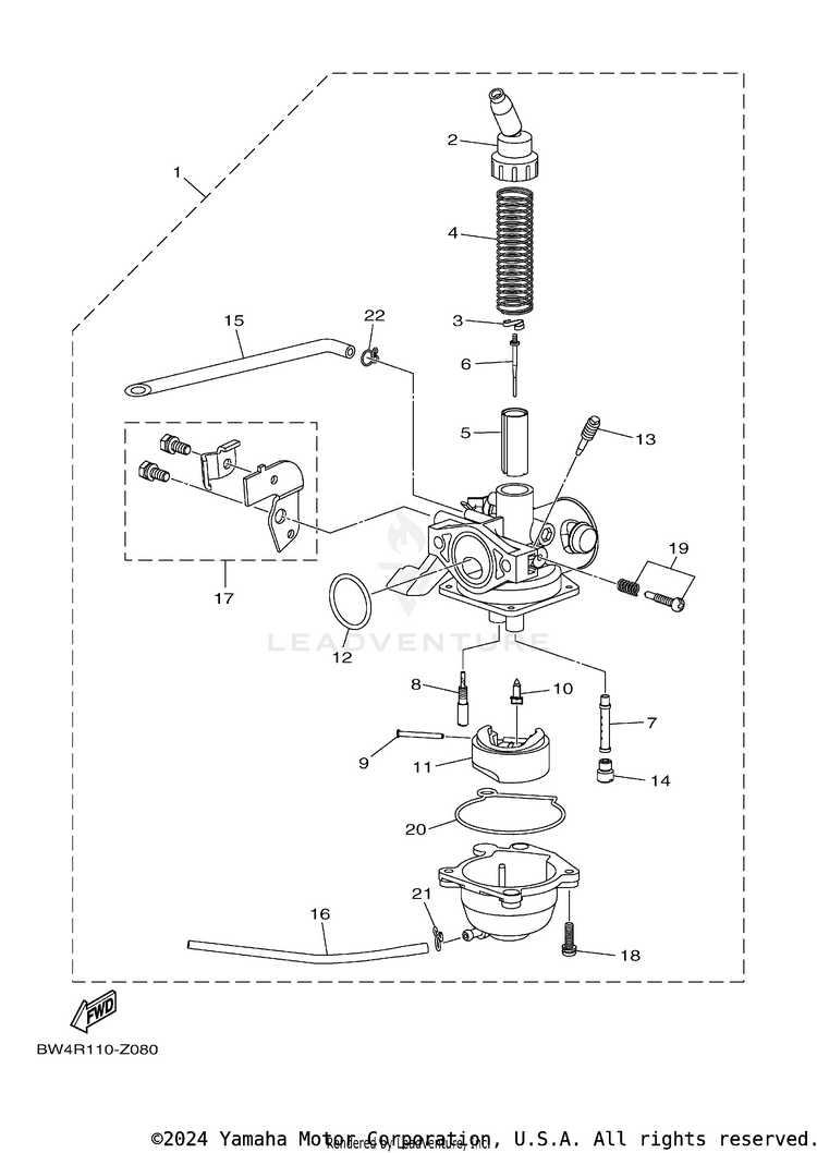 Carburetor YFZ50 - YFZ05YYXRG - 2024 Schematic