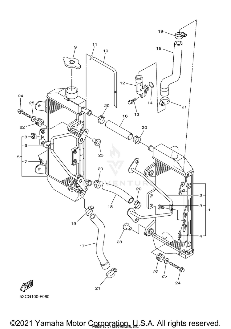 Radiator Hose YZ250F - YZ250FXL - 2008 Schematic