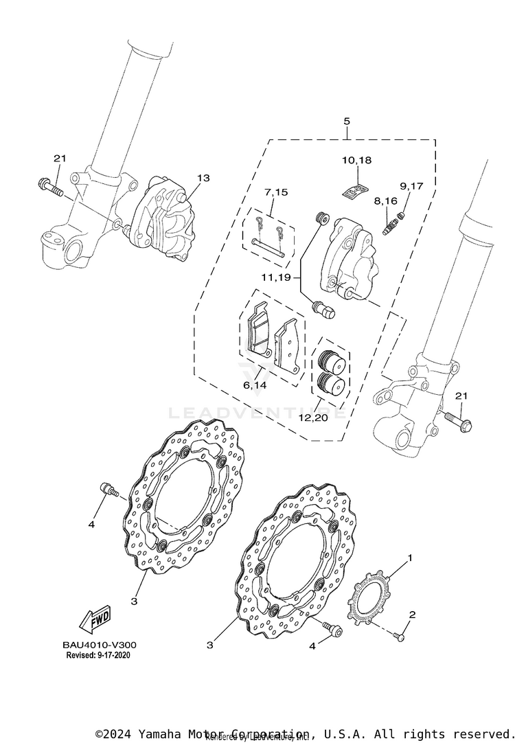 Front Brake Caliper TENERE 700 - XTZ7MCB - 2021 Schematic