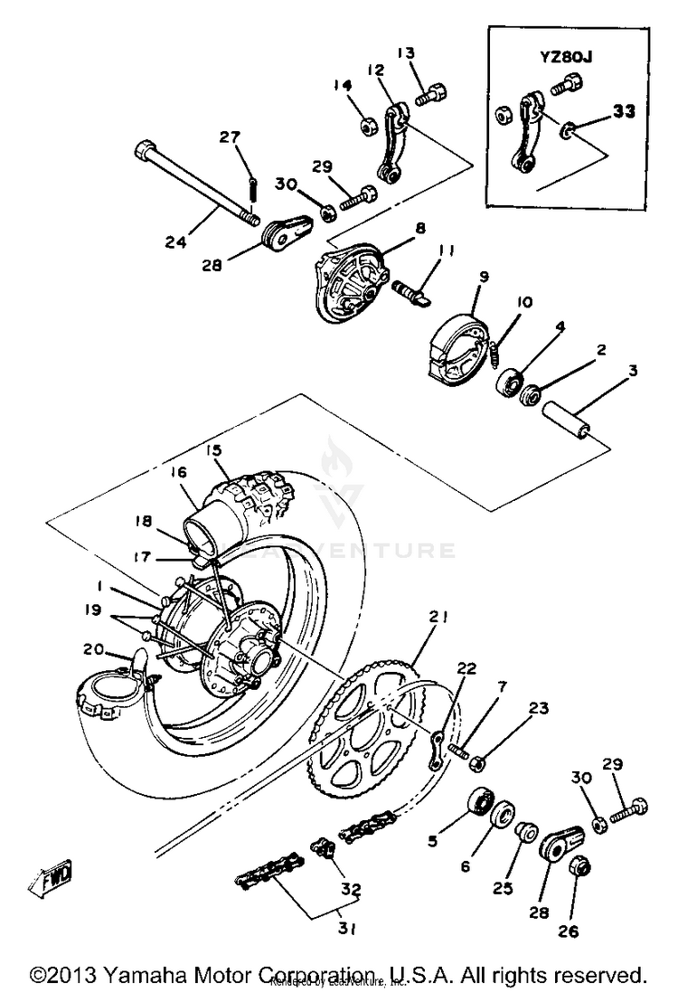Rear Wheel Yz80g H J Schematic