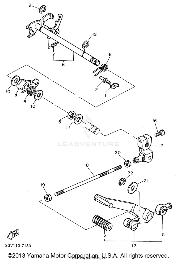 Shift Shaft VIRAGO 535 - XV535HC - 1996 Schematic