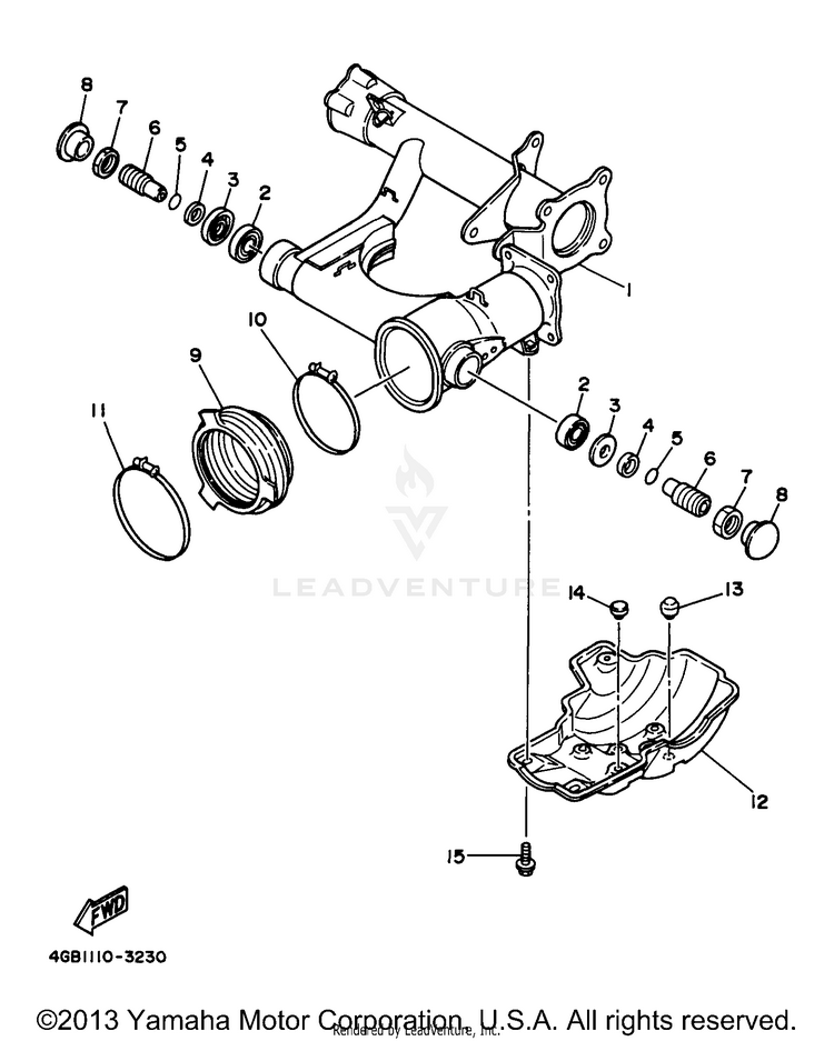 Rear Arm Suspension KODIAK 4WD - YFM400FWJ - 1997 Schematic
