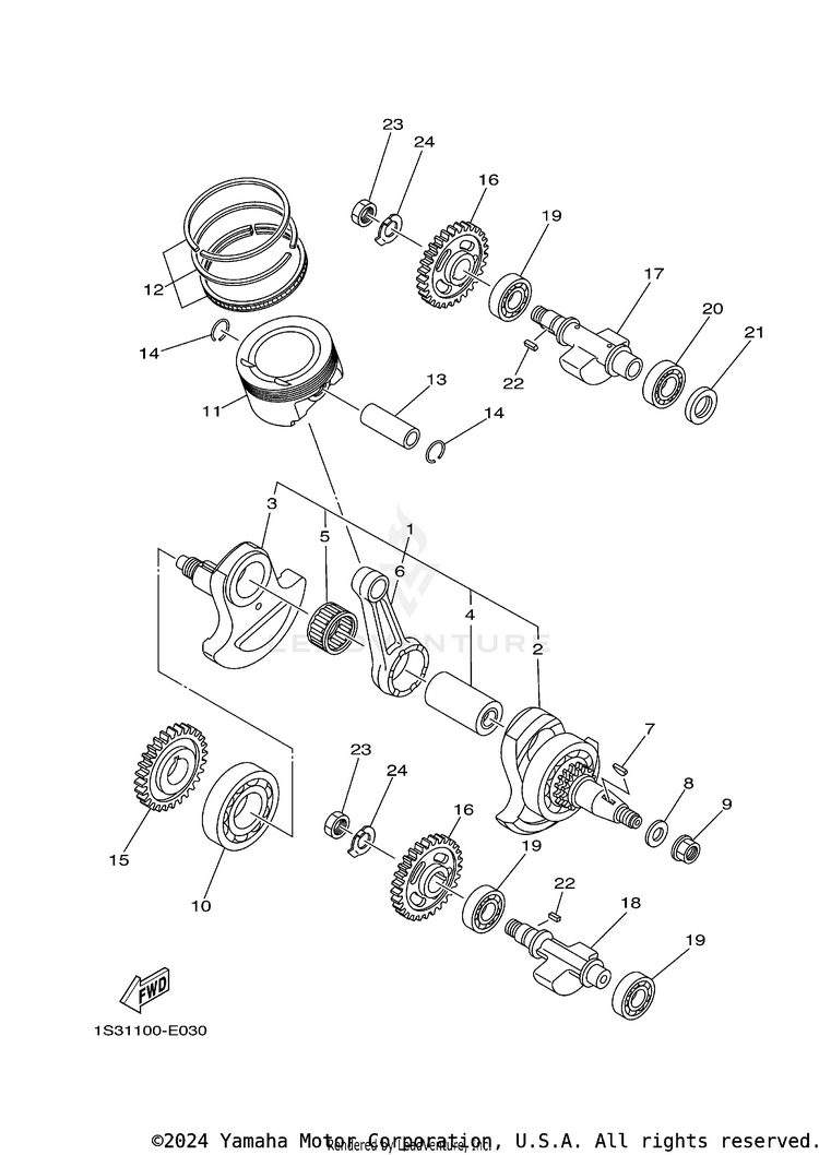 Crankshaft Piston RAPTOR 700 SPECIAL EDITION - YFM70RSEY - 2009 Schematic