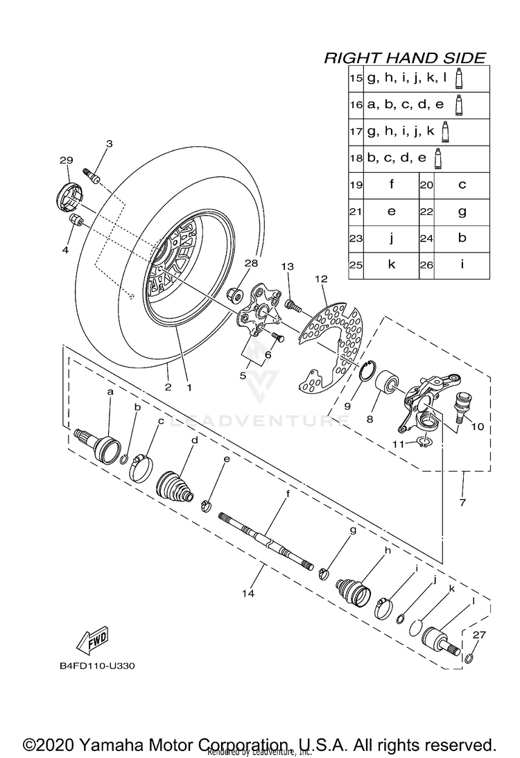 Front Wheel 2 GRIZZLY EPS HUNTER - YFM70GPHLH - 2020 Schematic