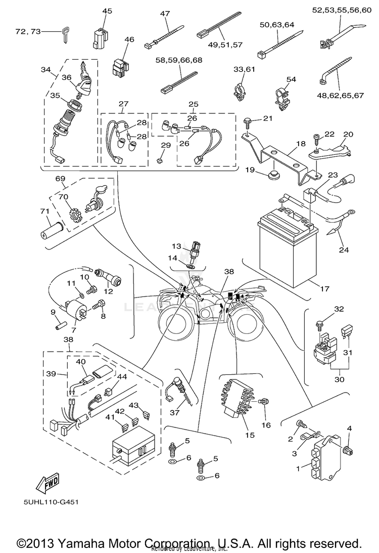 Electrical 1 GRIZZLY 350 4WD (BLACK METALLIC J) - YFM35FGYB - 2009 Schematic