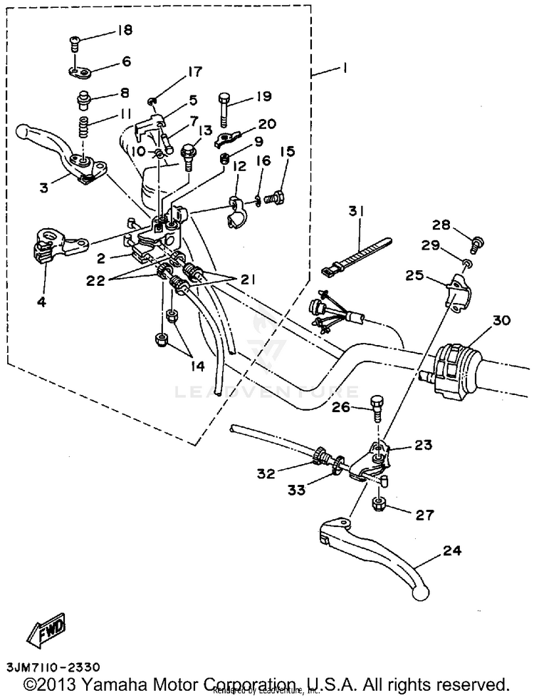 Handle Switch Lever BLASTER - YFS200G - 1995 Schematic