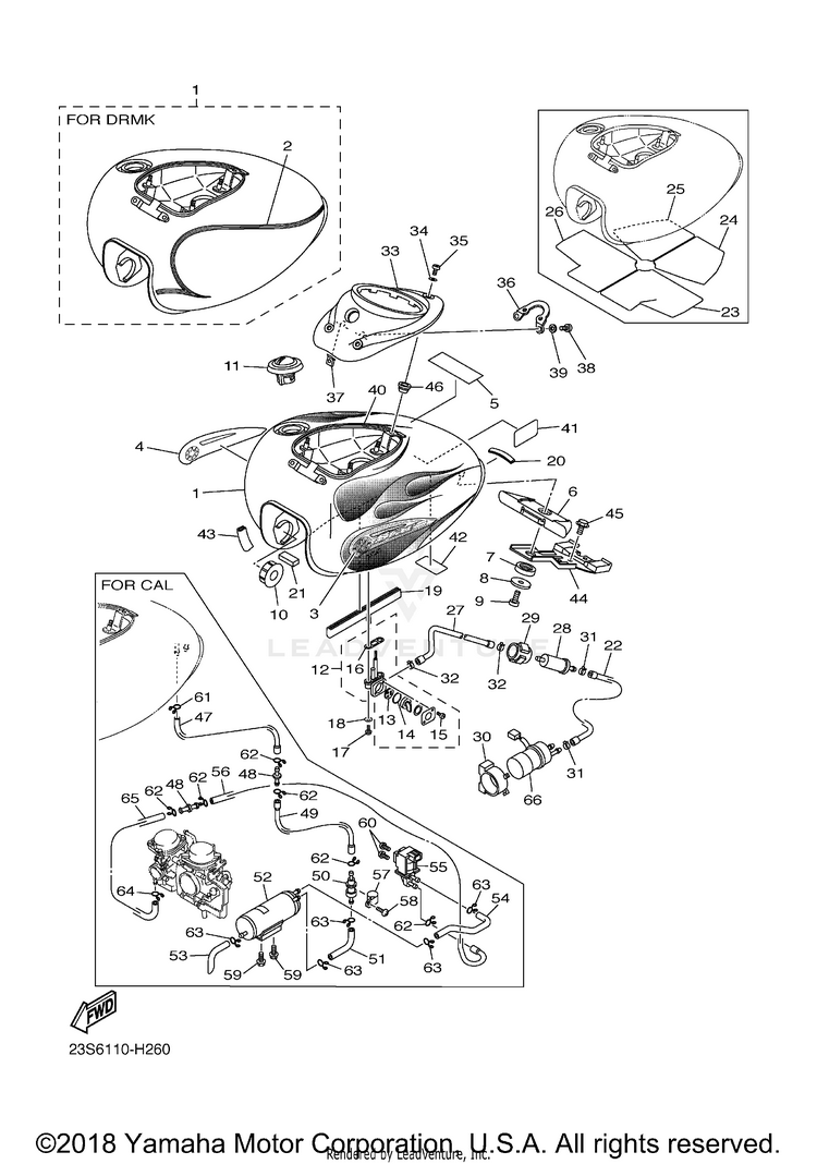 Fuel Tank V STAR 1100 CLASSIC - XVS11AWYCG - 2009 Schematic