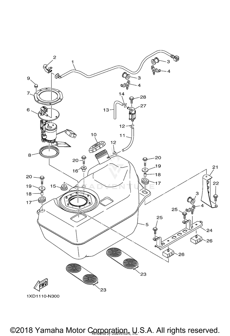 Fuel Tank VIKING VI EPS - YXC700PFG - 2015 Schematic