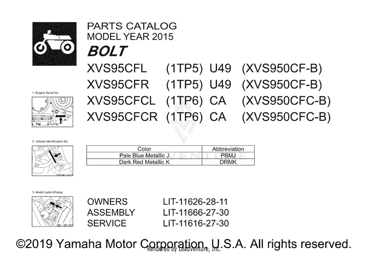 1 Title Page BOLT - XVS95CFCL - 2015 Schematic