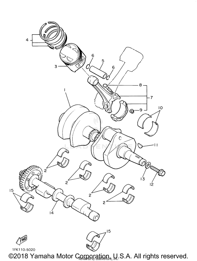 Crankshaft Piston V-MAX (Yamaha Black) (CA Ed.) - VMX12MC - 2000 Schematic