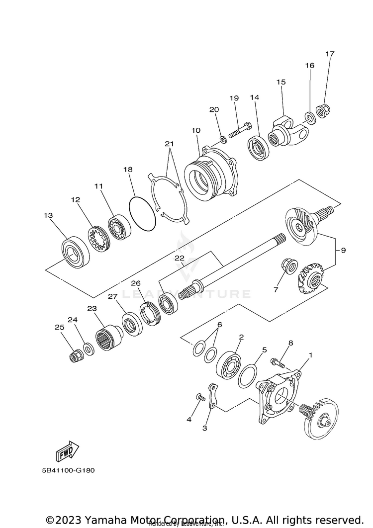 Middle Drive Gear RHINO 700 FI  SPECIA - YXR7FSEYB - 2009 Schematic