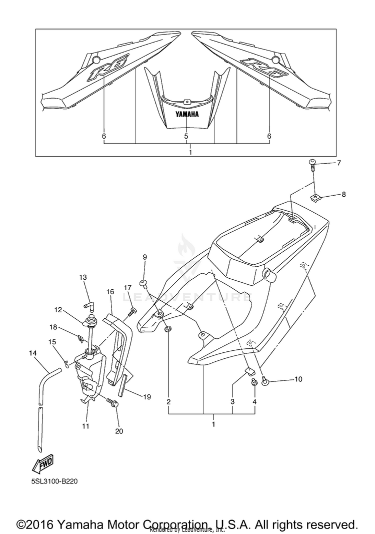 Side Cover YZFR6 - YZFR6RC - 2003 Schematic