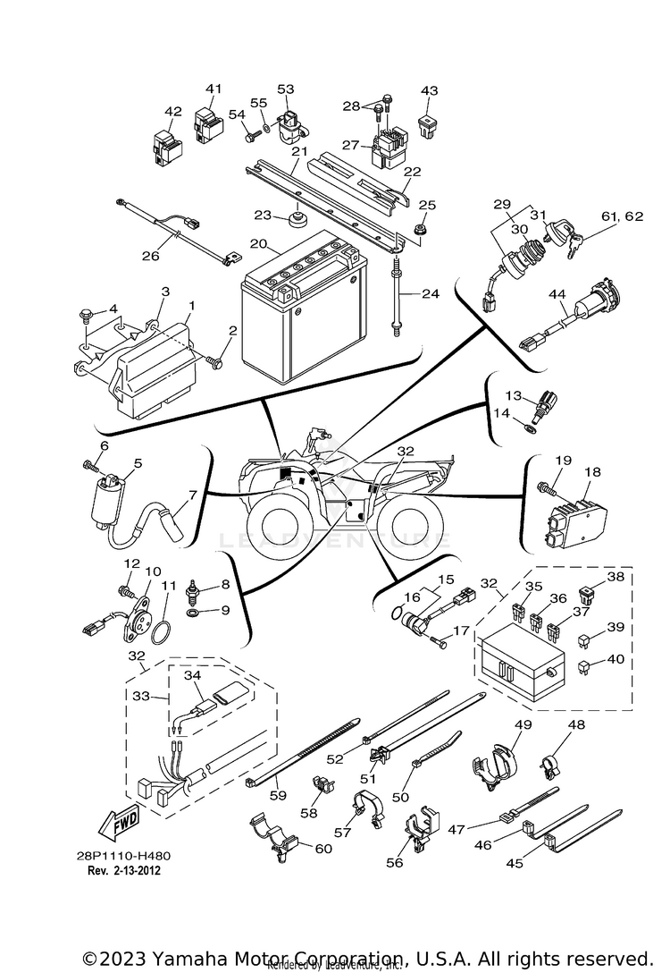 Electrical 1 GRIZZLY 700 FI 4WD - YFM7FGZGR - 2010 Schematic
