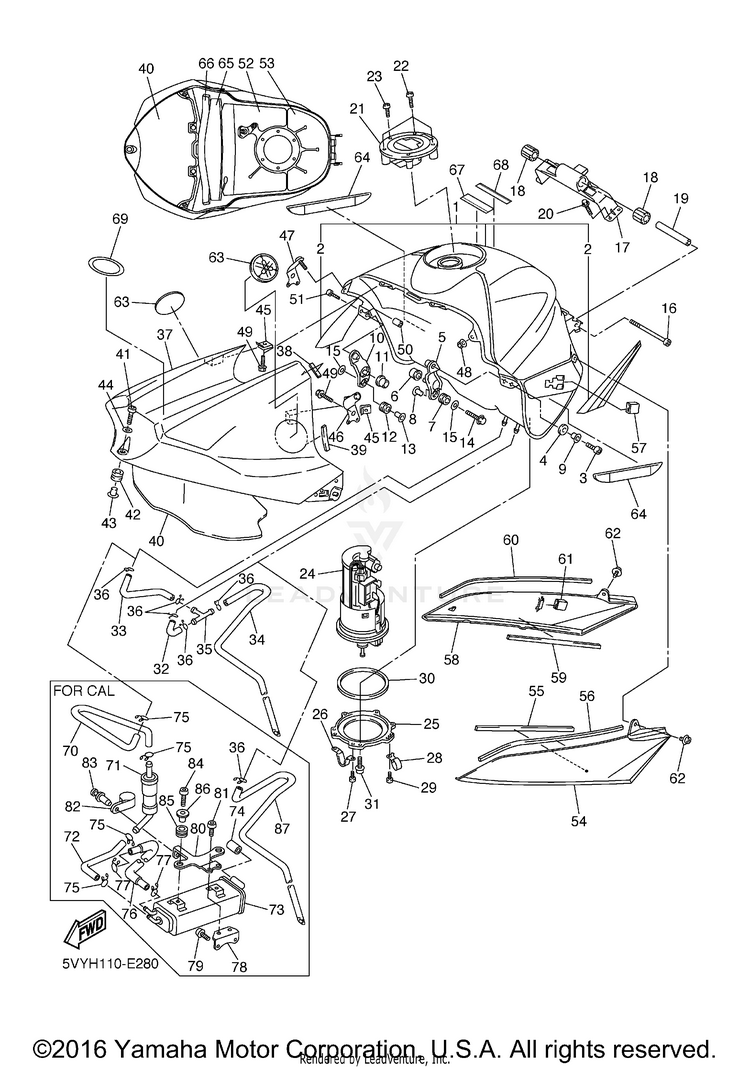 Fuel Tank R1 - YZFR1VC - 2006 Schematic