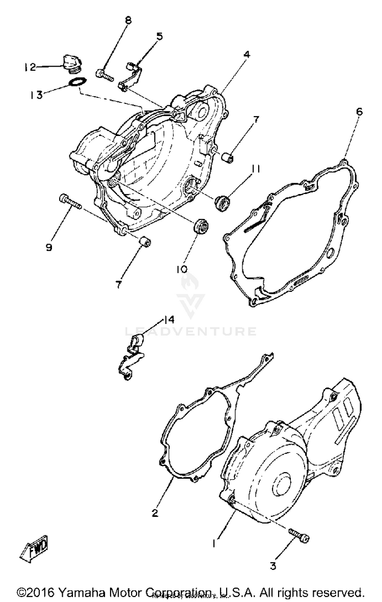 Crankcase Cover XT250 - XT250H_198 - 1981 Schematic
