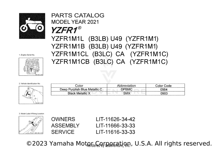 1 Title Page YZFR1 - YZFR1M1CB - 2021 Schematic