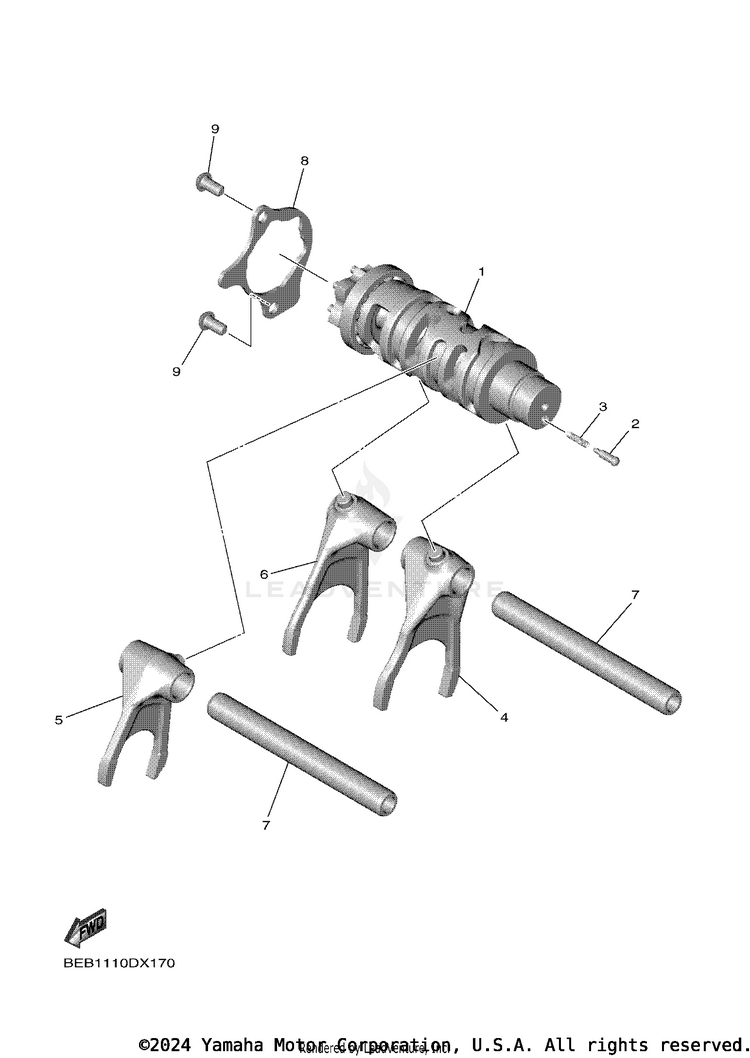 Shift Cam & Fork YZFR7 - YZFR7SCB - 2025 Schematic
