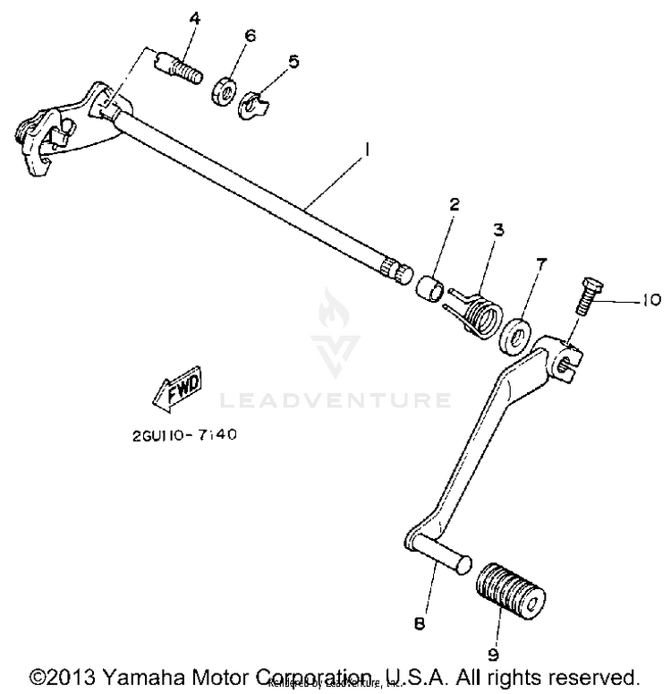 Shift Shaft BANSHEE - YFZ350D - 1992 Schematic