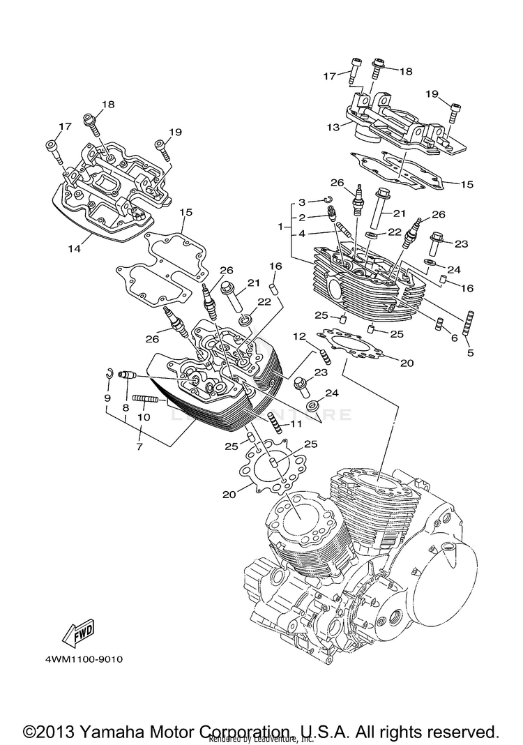Cylinder Head ROAD STAR - XV1600ALMC - 2000 Schematic