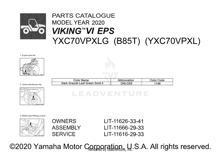 1 Title Page VIKING VI EPS - YXC70VPXLG - 2020 Schematic