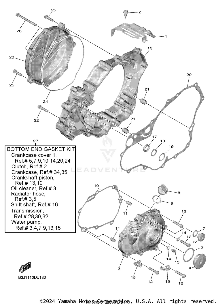 Crankcase Cover 1 YZ450F - YZ450FLGY - 2020 Schematic