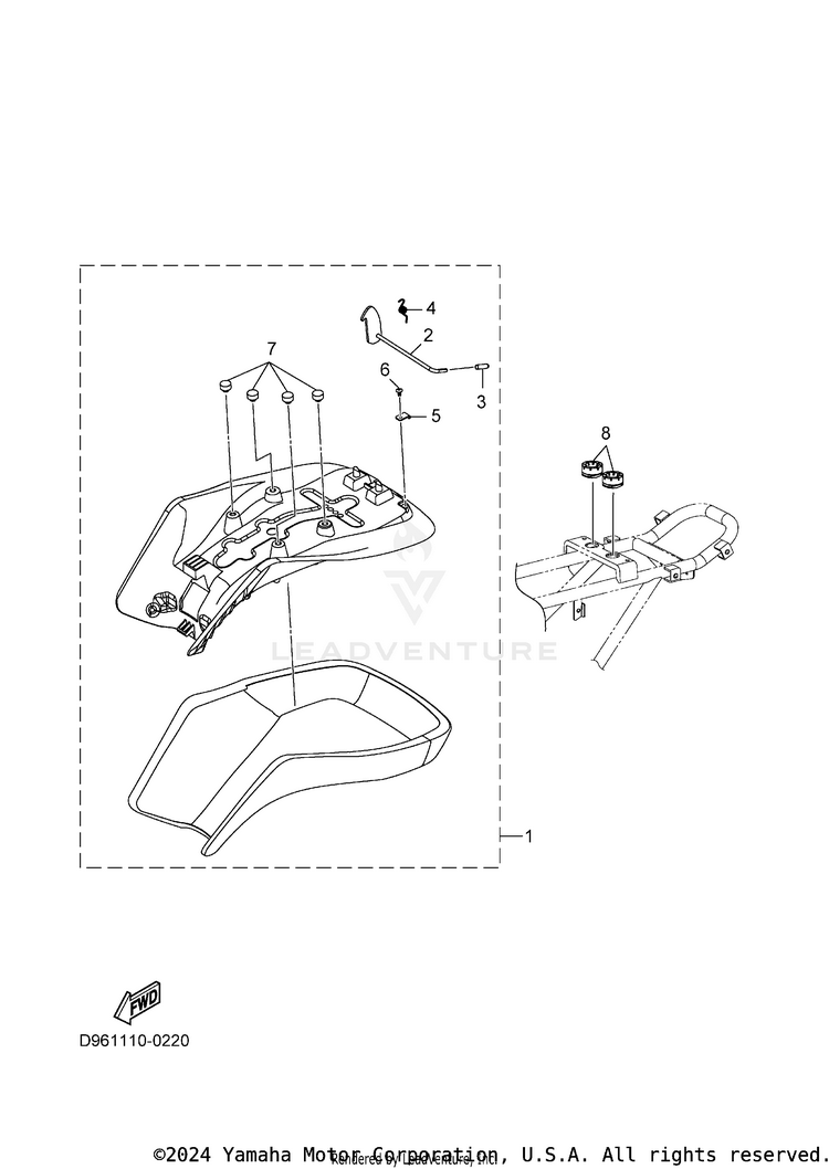 Seat GRIZZLY 110 - YFM01GYXTG - 2026 Schematic