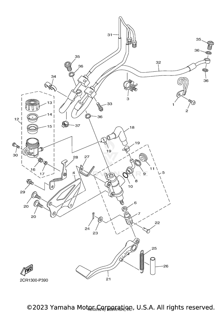 Rear Master Cylinder YZFR1 - YZFR1HCB - 2017 Schematic