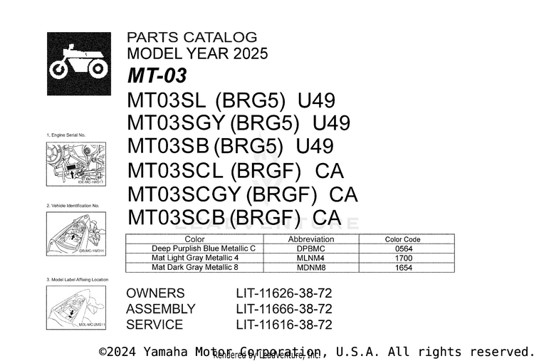 1 Title Page MT03 - MT03SCB - 2025 Schematic