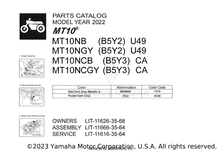 1 Title Page MT10 - MT10NCB - 2022 Schematic