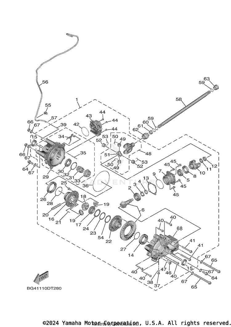 Front Differential WOLVERINE X2 R-SPEC - YXE85WPALW - 2020 Schematic