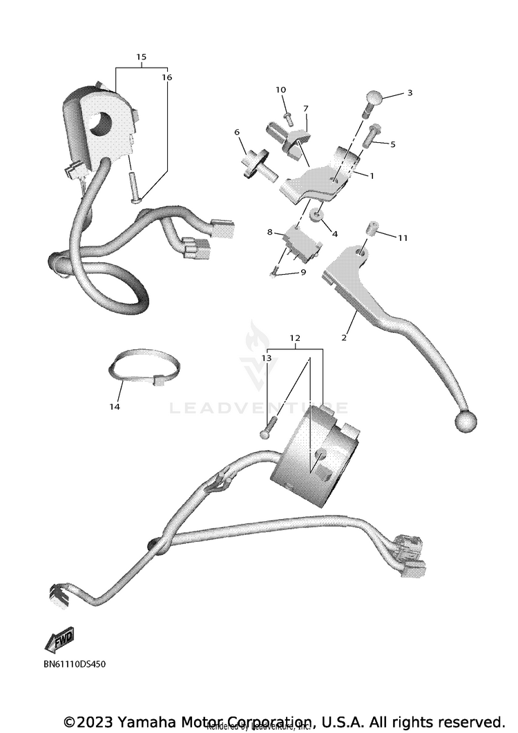 Handle Switch & Lever YZFR6 - YZFR6L1CB - 2020 Schematic