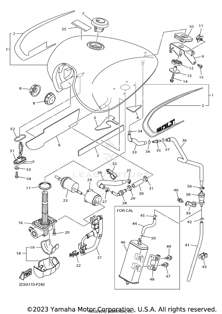 Fuel Tank BOLT R SPEC CA - XVS95CFCB - 2015 Schematic