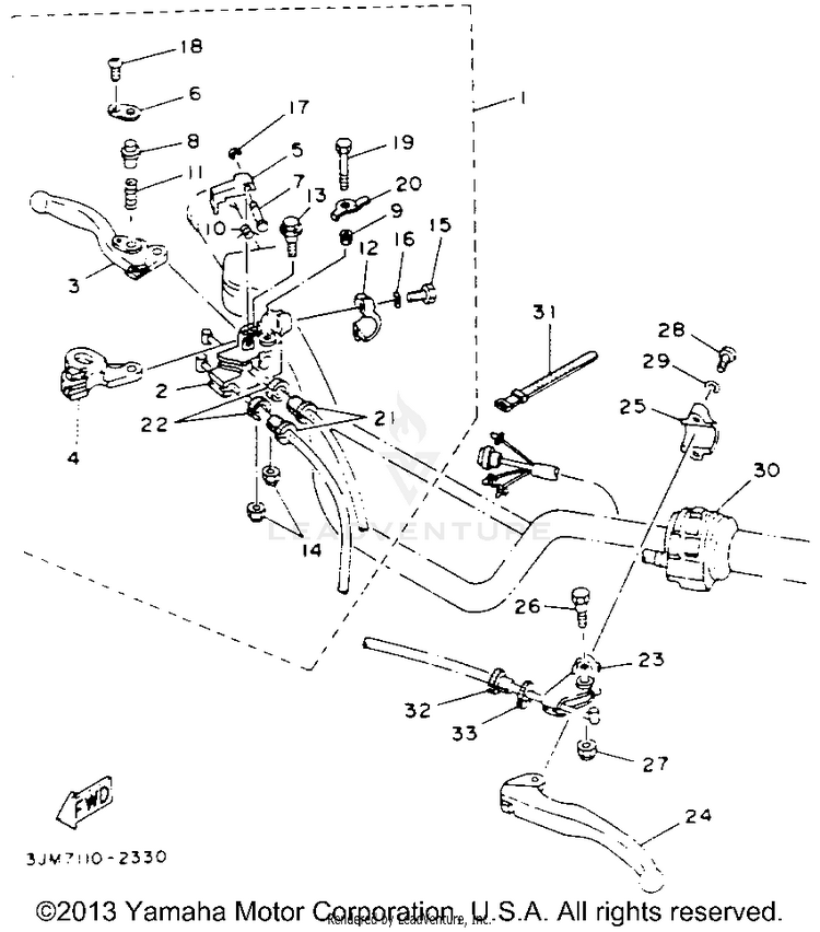 Handle Switch Lever BLASTER - YFS200E - 1993 Schematic
