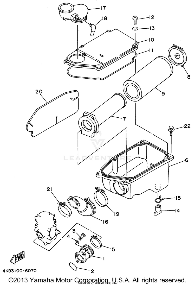 Intake WOLVERINE 4WD - YFM350FXH - 1996 Schematic