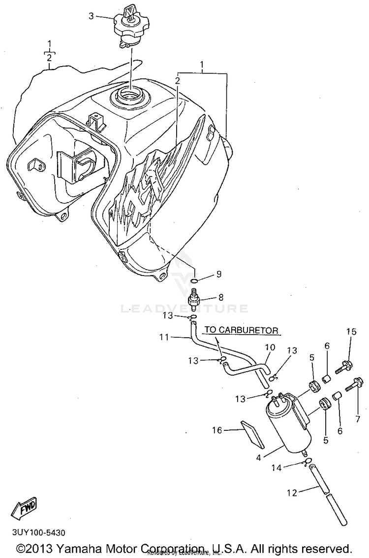 Fuel Tank California Model Only Schematic