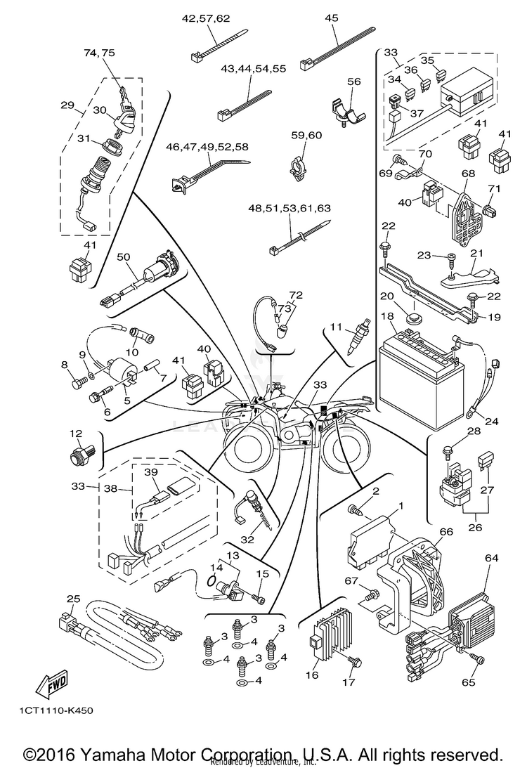 Electrical 1 GRIZZLY 450 EPS 4WD - YFM45FGPAG - 2011 Schematic