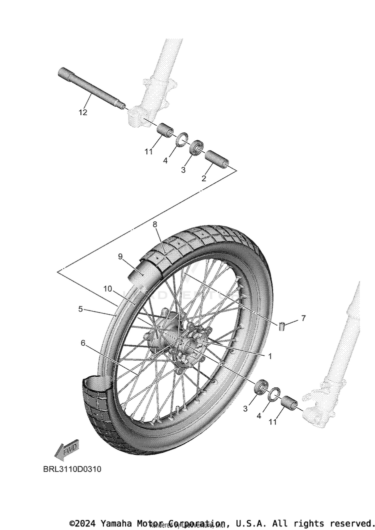 Front Wheel TENERE 700 WORLD RAI - XTZ7WRTCB - 2026 Schematic