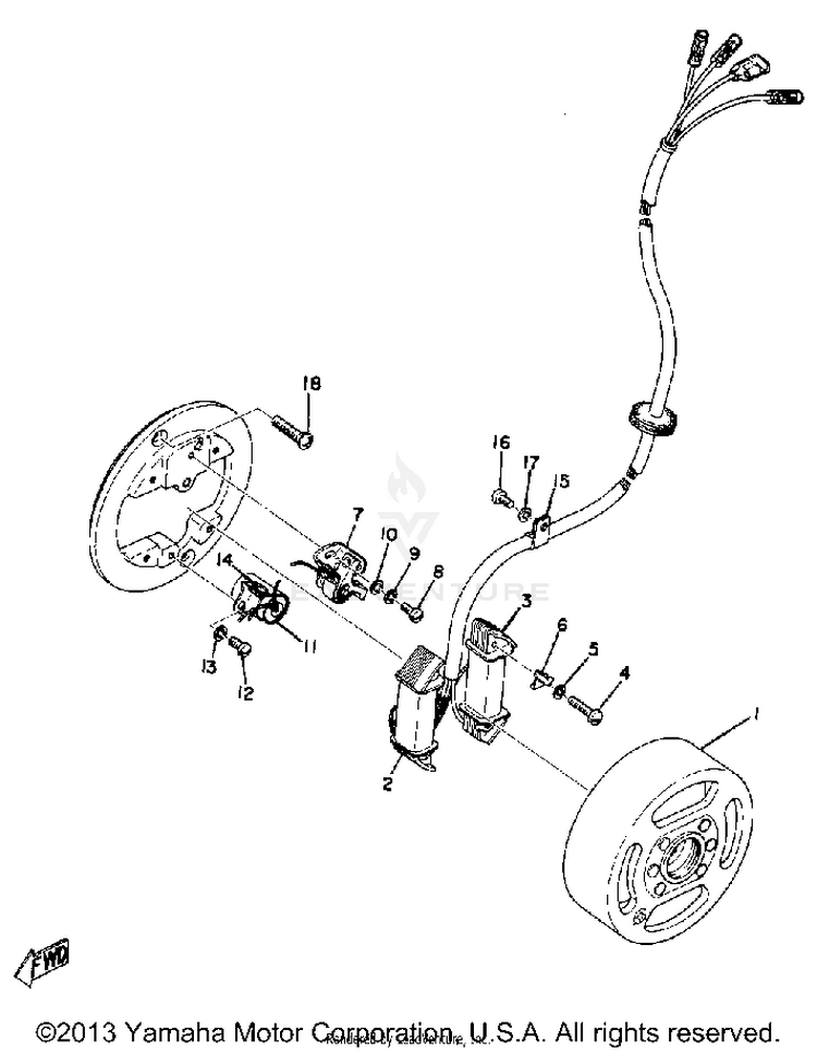 Flywheel Magneto (Gt1b) GT80B - 1975 Schematic