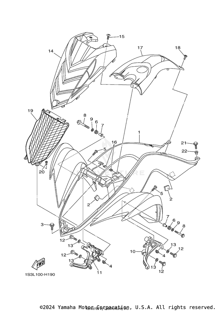 Front Fender RAPTOR 700 SPECIAL EDITION - YFM70RSEY - 2009 Schematic