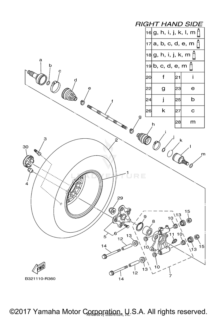 Rear Wheel 2 KODIAK 700 EPS 4WD SE - YFM70KPSJB - 2018 Schematic