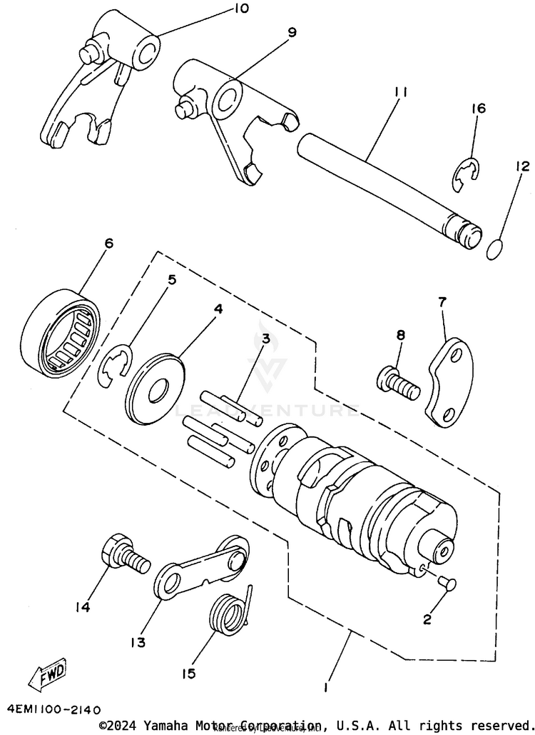 Shift Cam - Shift Fork Schematic