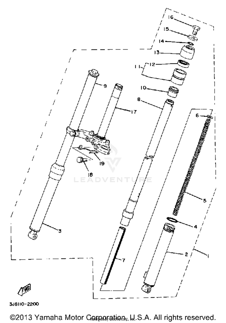 Front Fork  Dt80h - J - K Schematic
