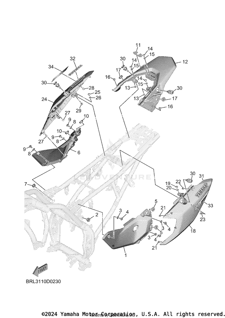 Side Cover TENERE 700 - XTZ7TCL - 2026 Schematic