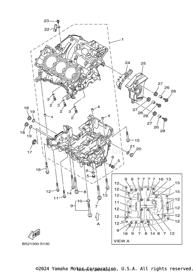 Crankcase MT09 CA - MT09JCB - 2018 Schematic