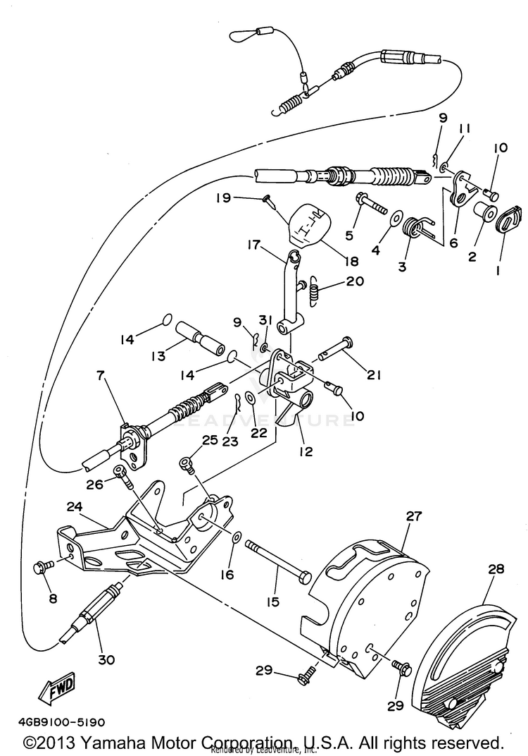 Shifter KODIAK 4WD - YFM400FWG - 1995 Schematic