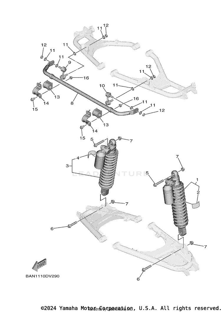 Rear Suspension WOLVERINE X2 R-SPEC - YXE85WPALW - 2020 Schematic